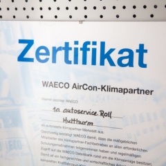 1a autoservice roll - Zertifikat WAECO AirCon-Klimapartner